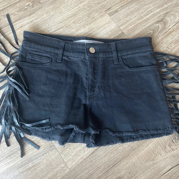 Zadig & Voltaire black denim fringe shorts Sz 36 Small - Picture 1 of 8